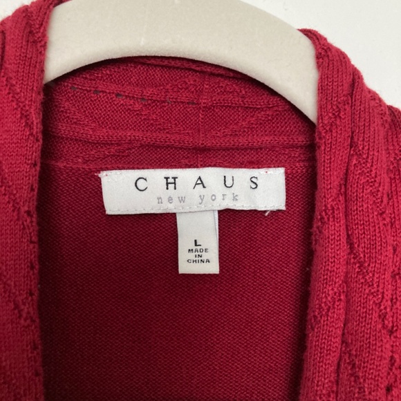 NWOT Chaus Cotton Waterfall Red Cardigan  - L - Picture 3 of 5